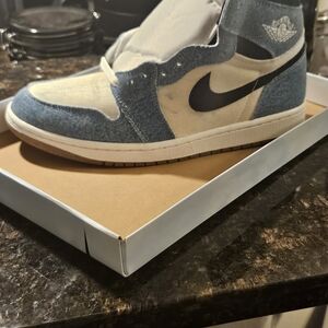 Nike Men's Denim and White High-Top Sneakers